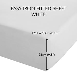 Catherine Lansfield Easy Iron 50% Polyester/50% Combed Cotton 180 Thread Count Percale White Sheets