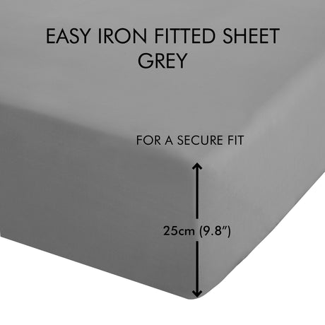 Catherine Lansfield Easy Iron 50% Polyester/50% Combed Cotton 180 Thread Count Percale Grey Sheets