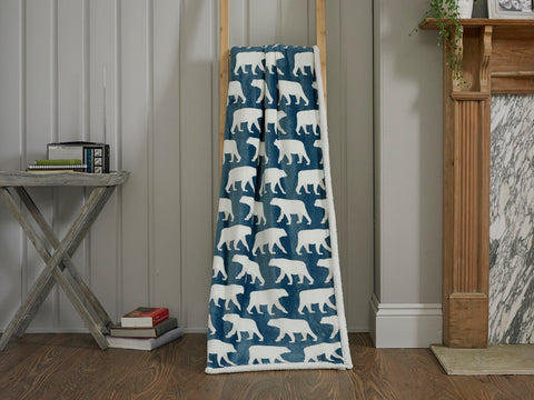 Deyongs 1846 Polar Bear Blue 140cm x 180cm Fleece Throw