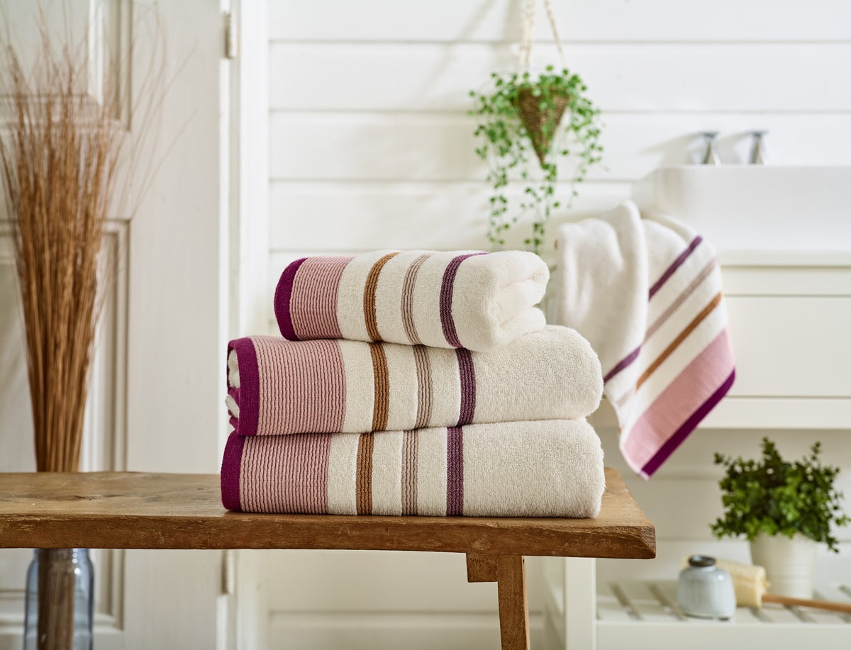 Deyongs Portland Stripe Supersoft 92% Cotton/8% Polyester 550gsm Zero Twist Jewells Towels