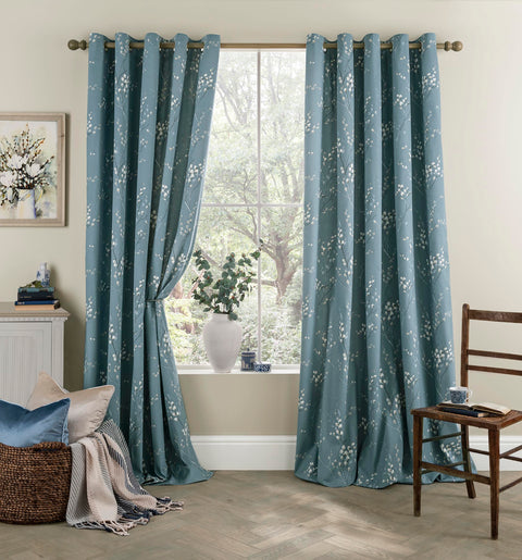 Laura Ashley Pussy Willow Lined Eyelet Curtains