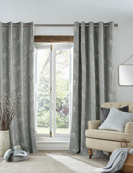 Laura Ashley Pussy Willow Lined Eyelet Curtains