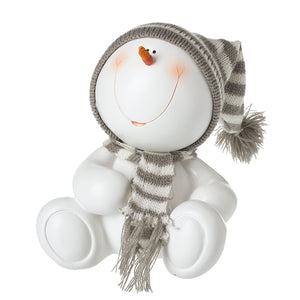 Heaven Sends QHB013 White Resin Sitting Snowman Ornament