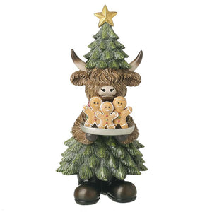 Heaven Sends QJC021 Christmas Highland Cow & Gingerbread Man