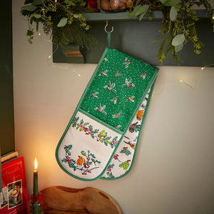 Ulster Weavers Christmas Robins Green Double Oven Glove