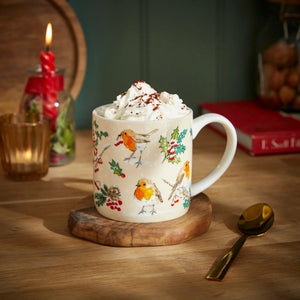 Ulster Weavers Christmas Robins Green Bone China Mug