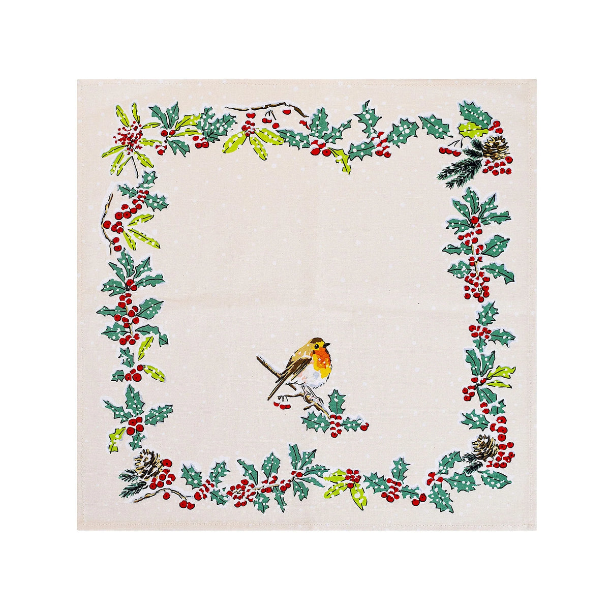 Ulster Weavers Christmas Robins Green Napkins Pack of 2