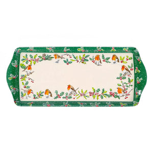Ulster Weavers Christmas Robins Green Small Serving Tray
