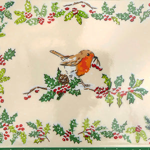 Ulster Weavers Christmas Robins Green Scatter Tray
