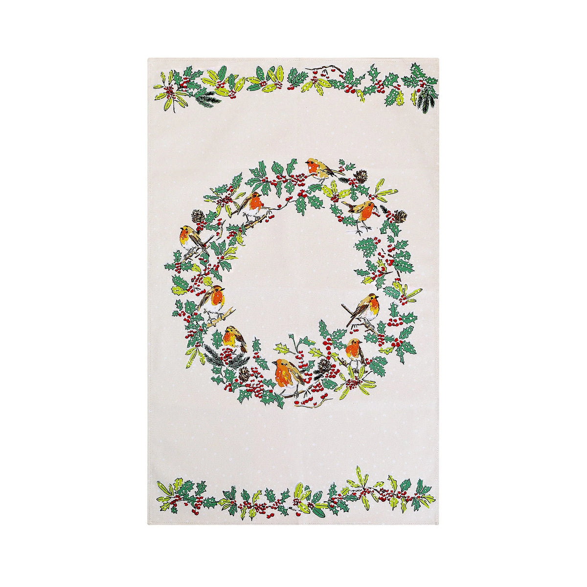 Ulster Weavers Christmas Robins Green Tea Towel