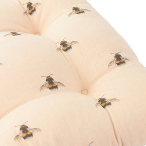 Wylder Ramble Bees Natural 40cm x 40cm 100% Slub Cotton Green Seat Pads (Pack of 2)