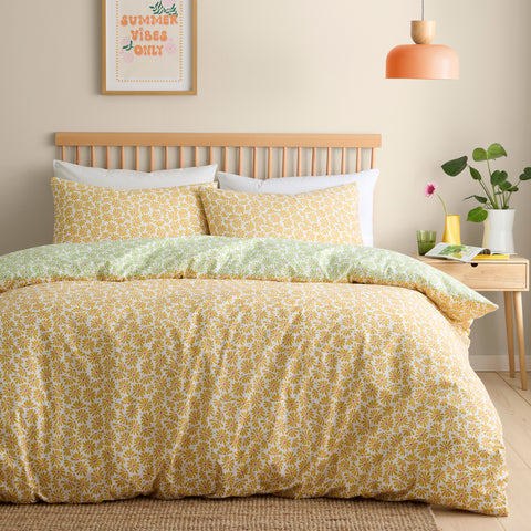 Fusion Bedding Retro Daisy Floral Yellow Duvet Set