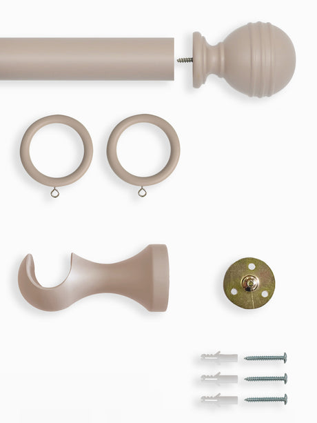 Laura Ashley Wooden Ribbed Ball Curtain Pole (ORDER ONLY)