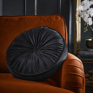 Laurence Llewelyn Bowen Round Pleat Black 40cm Round Polyester Filled Cushion