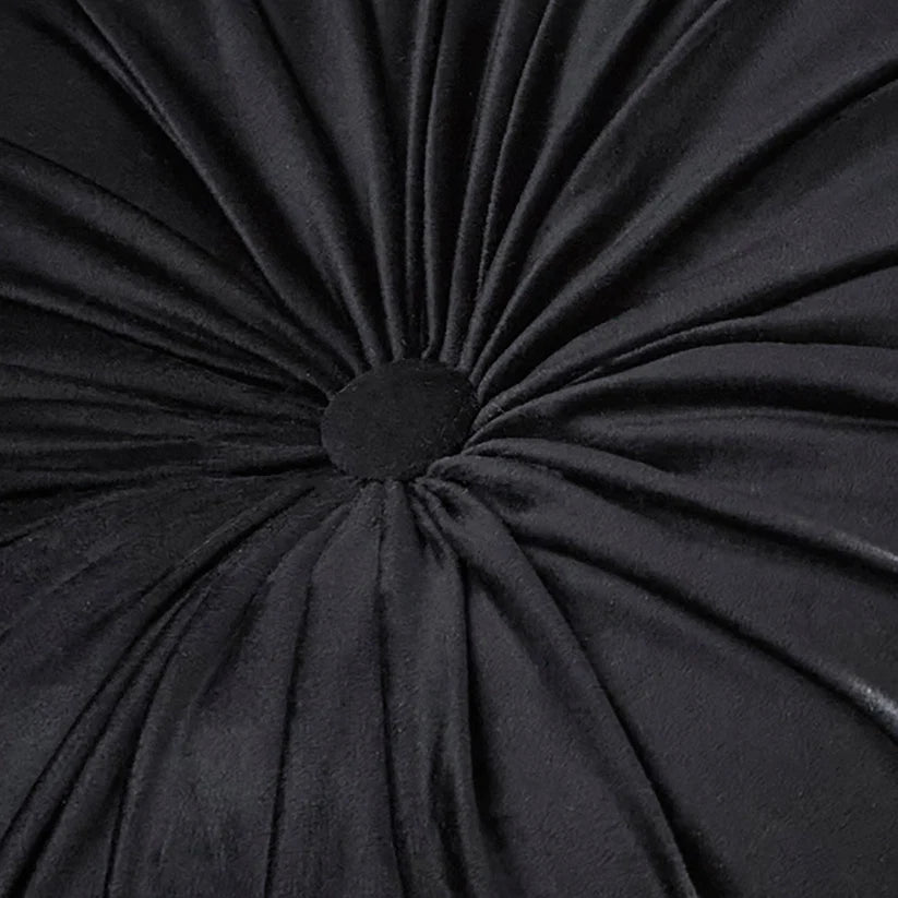 Laurence Llewelyn Bowen Round Pleat Black 40cm Round Polyester Filled Cushion