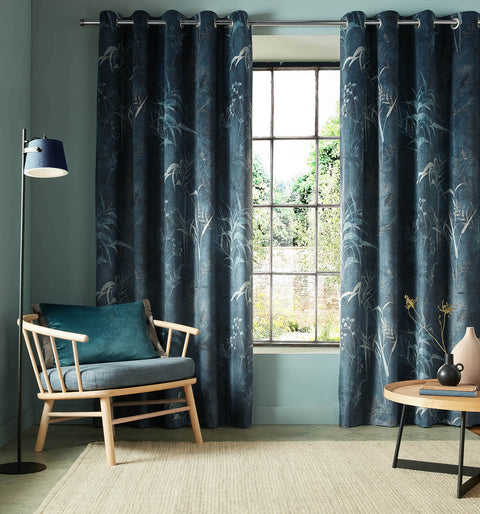 Graham & Brown Restore Midnight Lined Eyelet Curtains