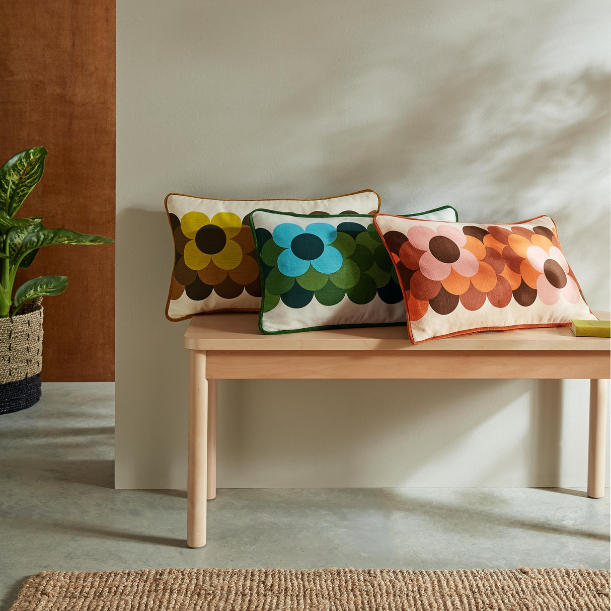 Orla Kiely Retro Flowers Stripe 30cm x 50cm Microfibre Filled Cushion
