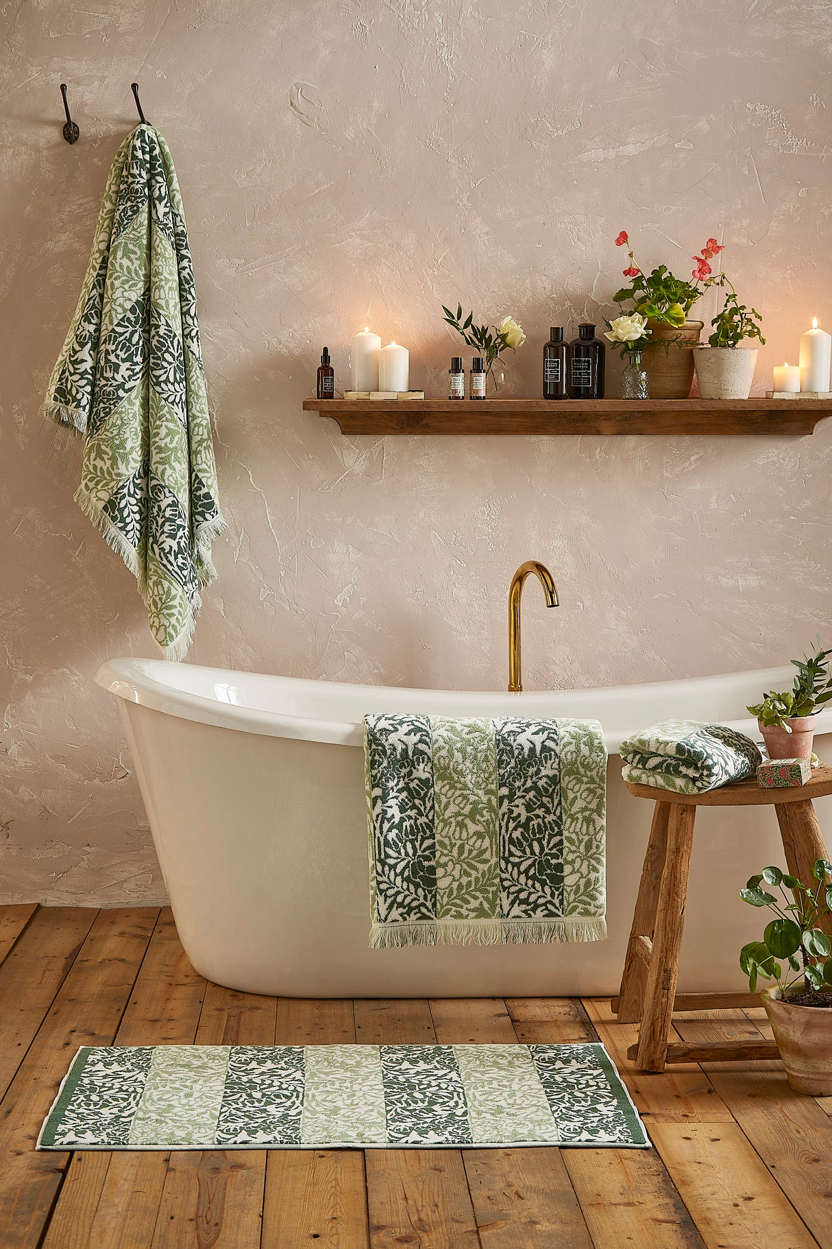 William Morris at Home Rose Stripe Sage 100% Cotton 580gsm Towels