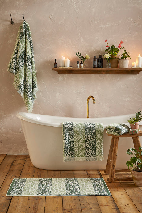 William Morris at Home Rose Stripe Sage 100% Cotton 580gsm Towels