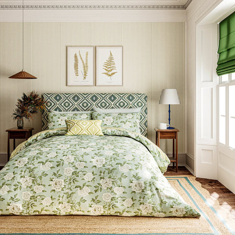 Sanderson Options Summer Peony Light Green Duvet Set