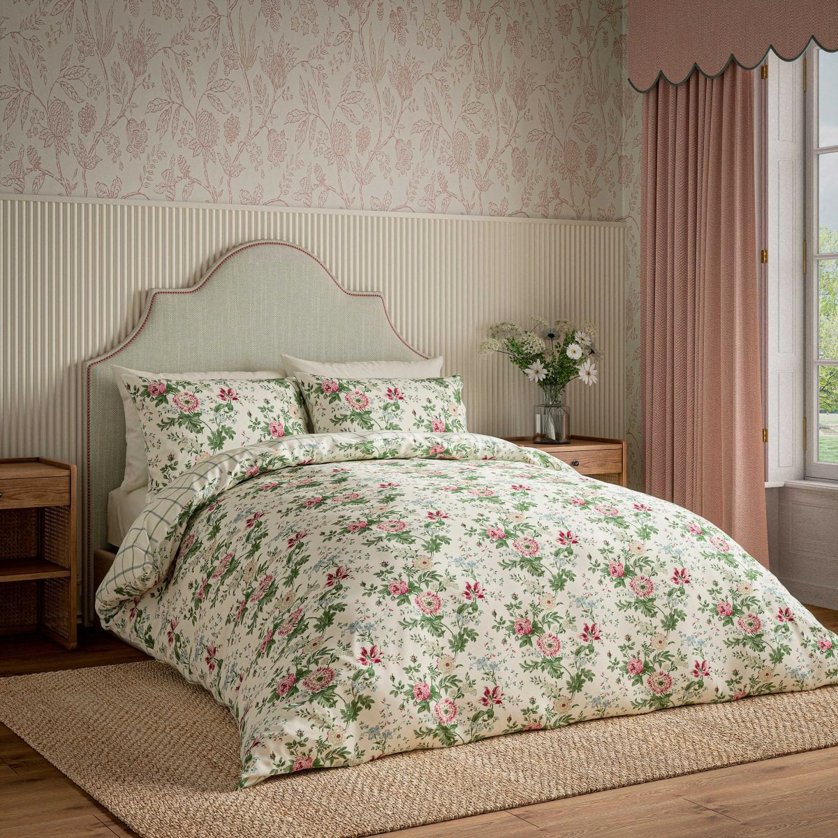 Sanderson Options Elouise Parchment/Rose Duvet Set