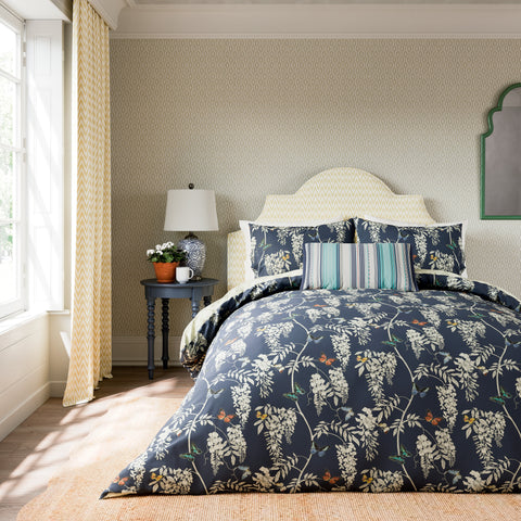 Sanderson Options Wisteria Butterfly Midnight Blue Duvet Set