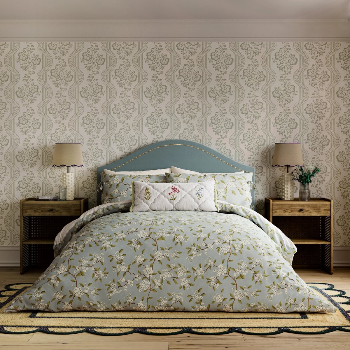 Sanderson x National Trust Damson Blossom Porcelain Duvet Set