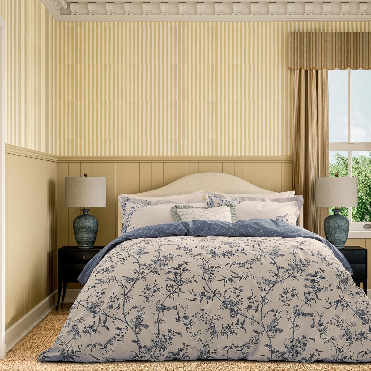 Sanderson x National Trust Paradise Woods Toile Woad Duvet Set
