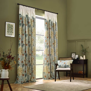 Morris & Co Seaweed Pencil Pleat Lined Curtains