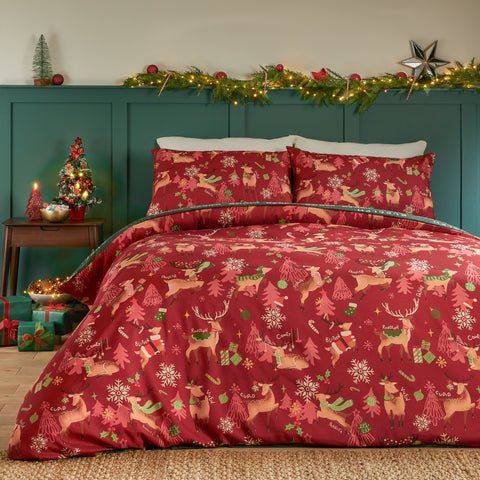 Duvet Day Sleigh Team Soft Touch Red Duvet Set