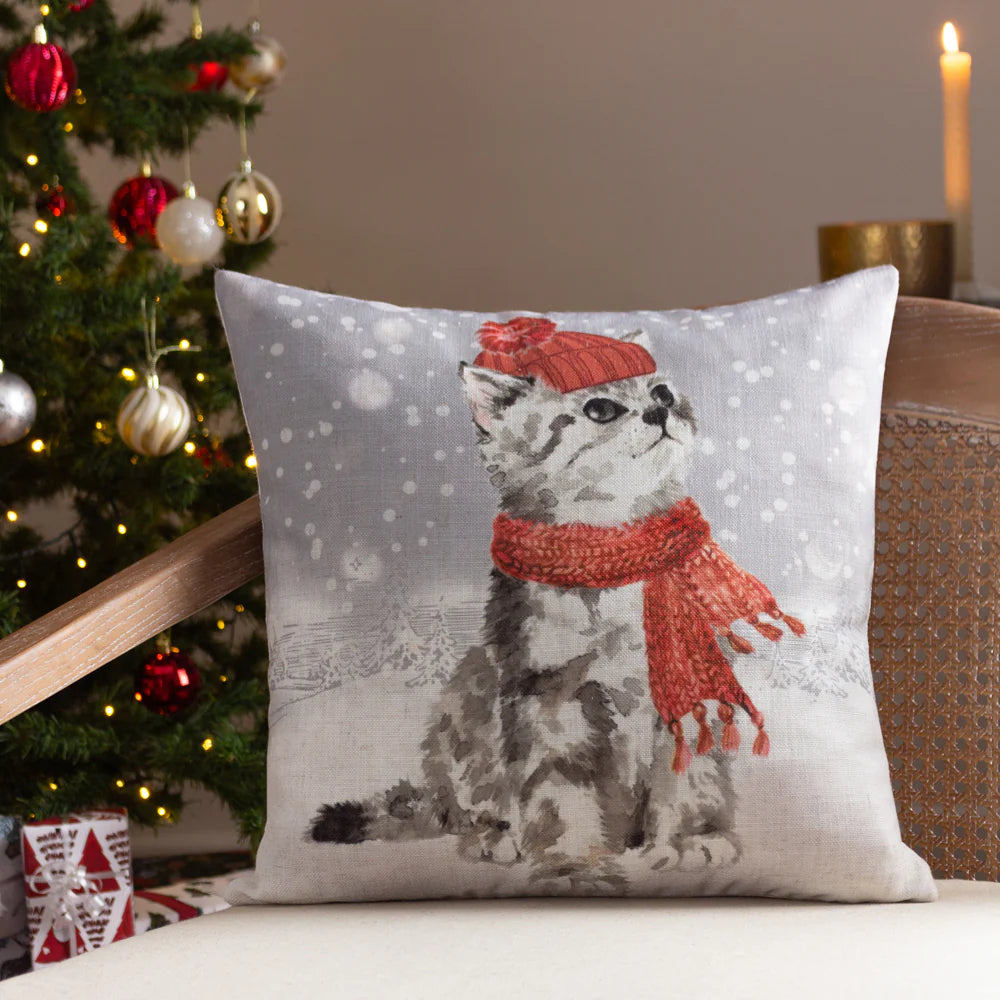 Evans Lichfield Snowy Cat 43cm x 43cm Cushion