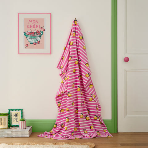 Fusion Bedding Summer Fruits Pink 120cm x 150cm Throw