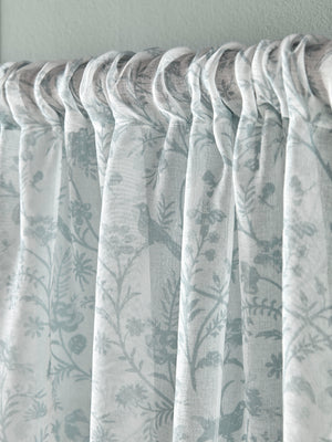 Laura Ashley Shepherds Purse Duckegg Voile Slot Top Sheep Panel Curtain