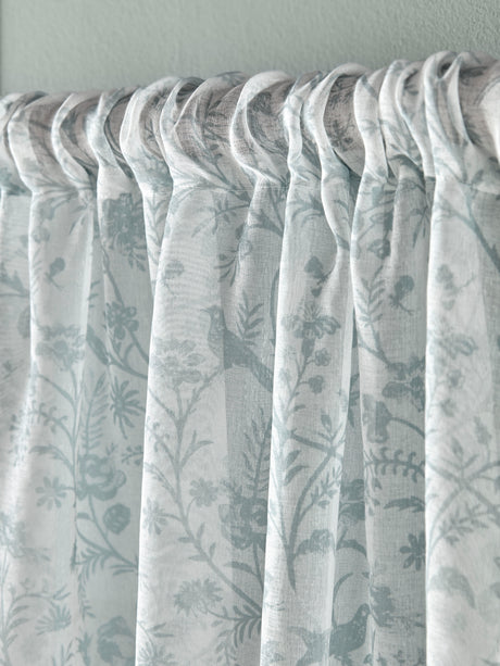 Laura Ashley Shepherds Purse Duckegg Voile Slot Top Sheep Panel Curtain