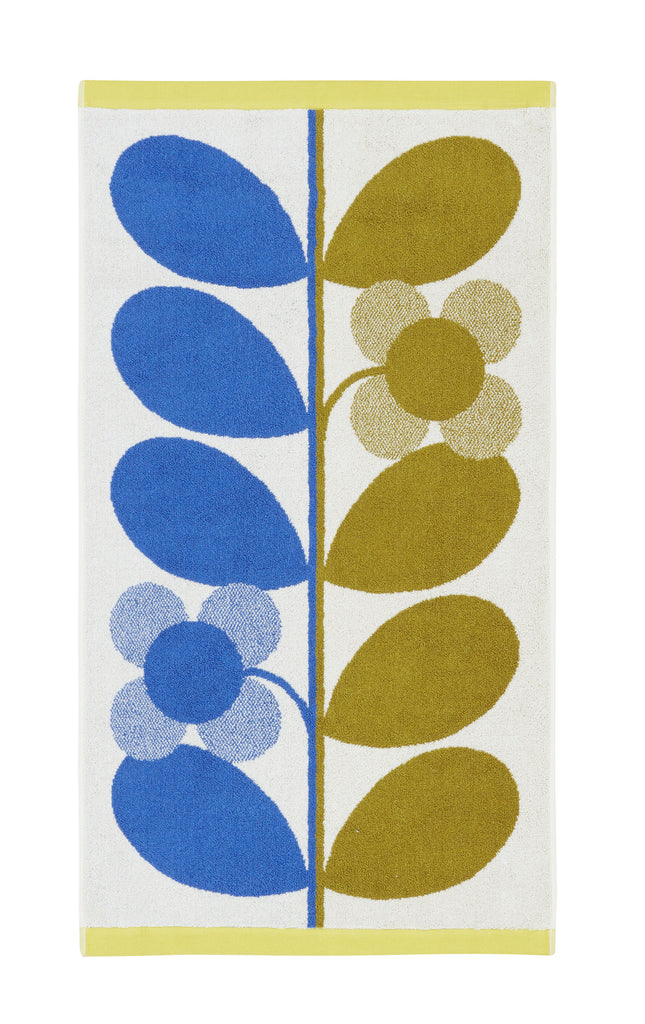 Orla Kiely Stem Bloom Duo Blue Fawn 100% Cotton 580gsm Towels
