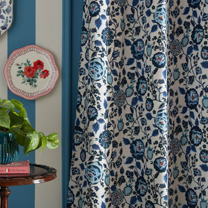 Cath Kidston Strawberry Garden Navy Blackout Lined Eyelet Curtains