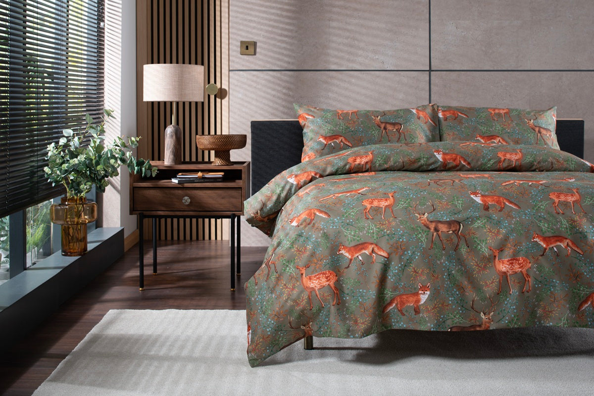Studio 1846 Fox and Deer Sage Duvet Set