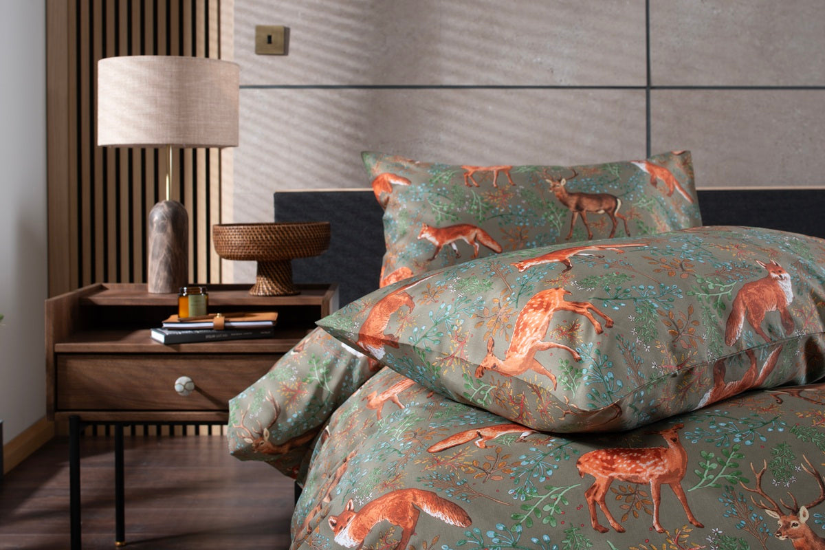 Studio 1846 Fox and Deer Sage Duvet Set
