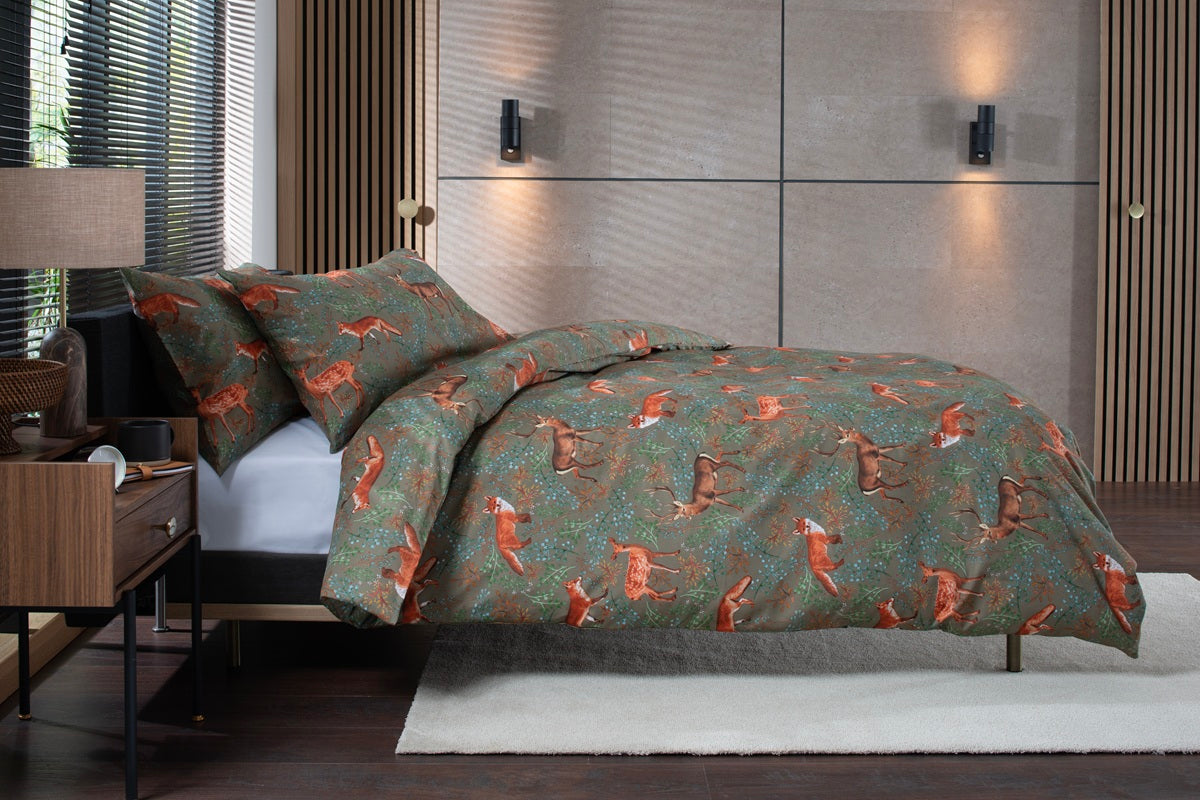 Studio 1846 Fox and Deer Sage Duvet Set
