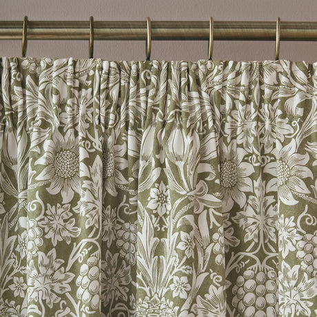 William Morris at Home Sunflower Dark Olive Blackout Lined Header Tape Curtains