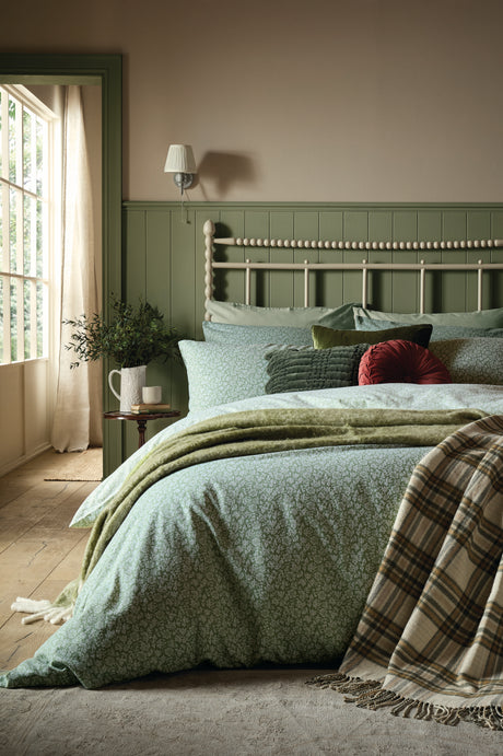 Laura Ashley Sweet Alyssum Sage 100% Brushed Cotton Duvet Set