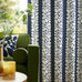 Orla Kiely Sycamore Stripe Space Blue Lined Eyelet Curtains