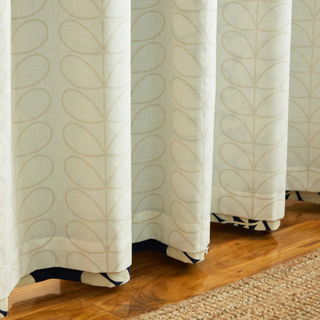 Orla Kiely Sycamore Stripe Space Blue Lined Eyelet Curtains
