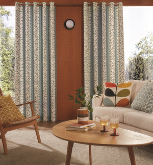 Orla Kiely Sycamore Stripe Duckegg Lined Eyelet Curtains