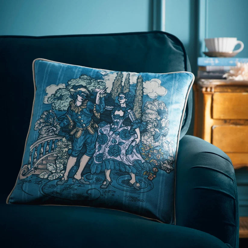 Laurence Llewelyn Bowen Tuscan Toile Blue 43cm x 43cm Polyester Filled Cushion