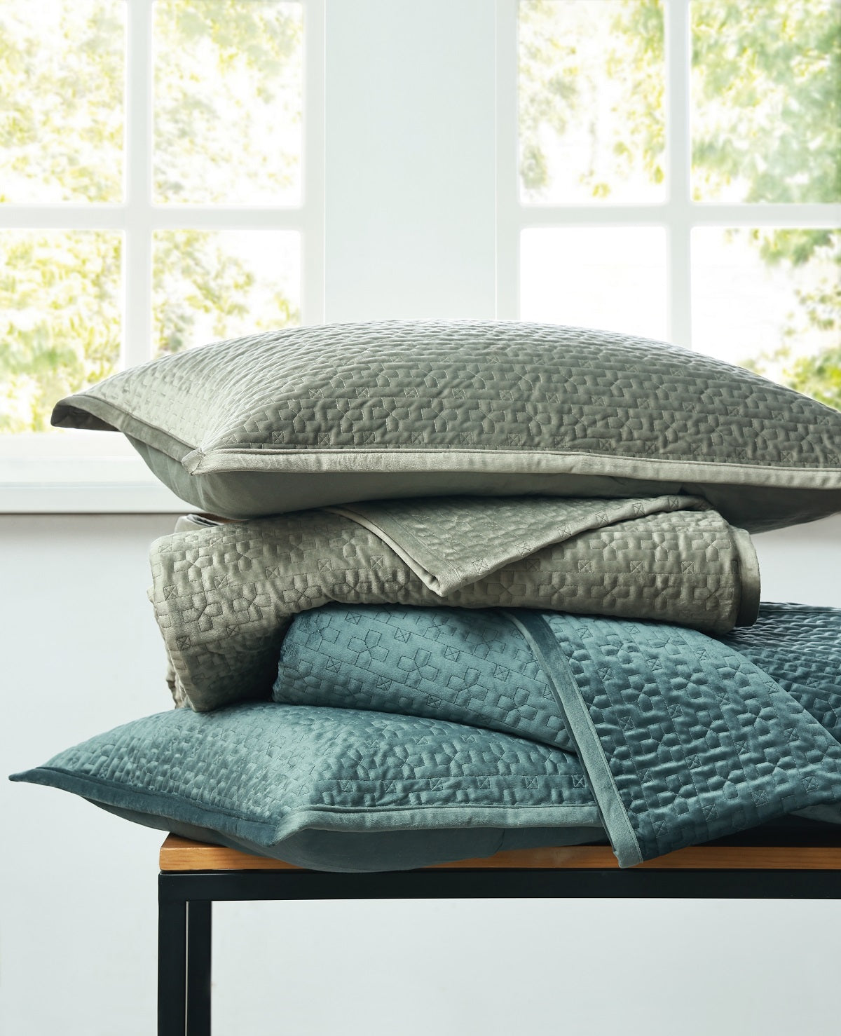 M & M Linen Terrace Quilted Bedspread 265cm x 260cm Set