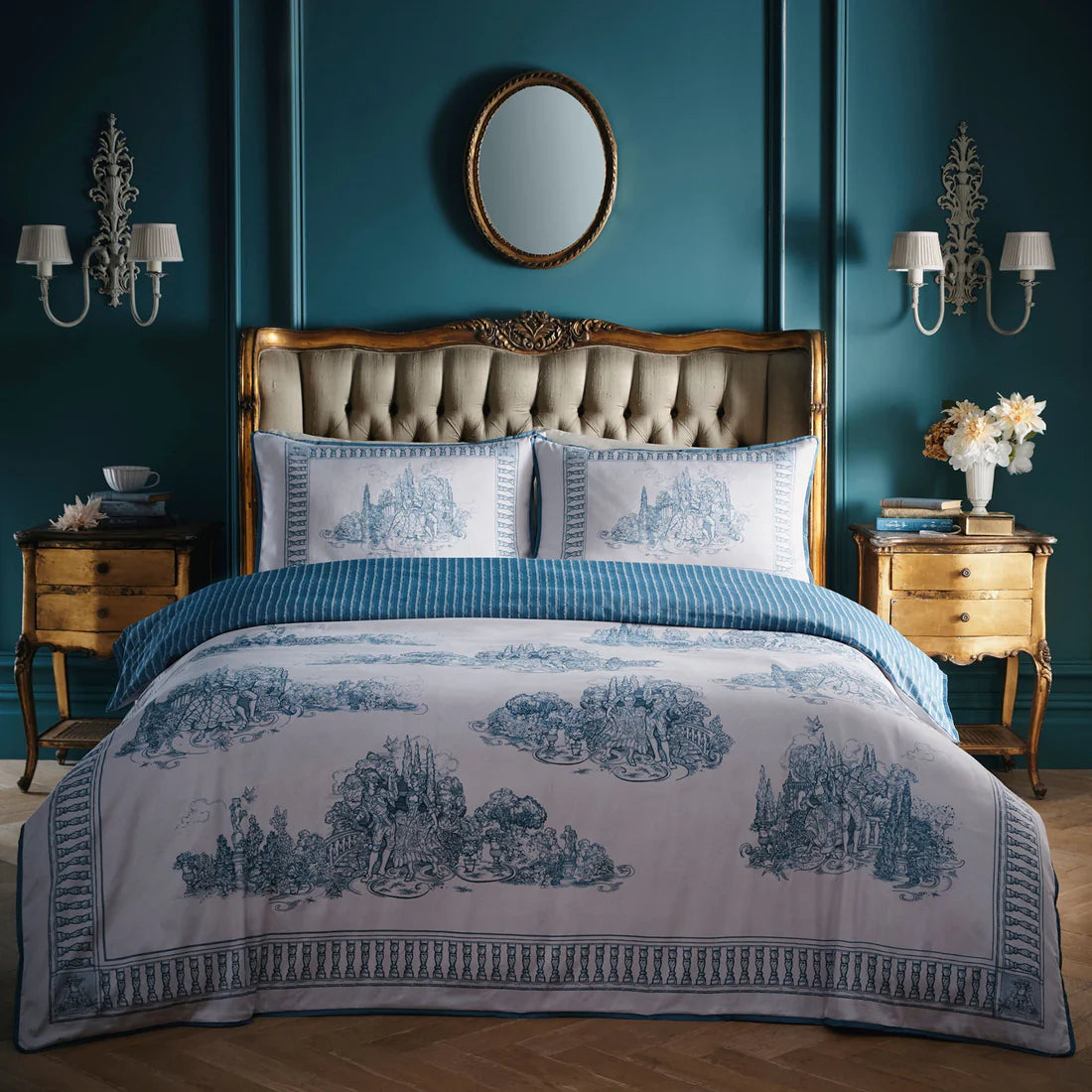 Laurence Llewelyn Bowen Tuscan Toile Blue Duvet Set