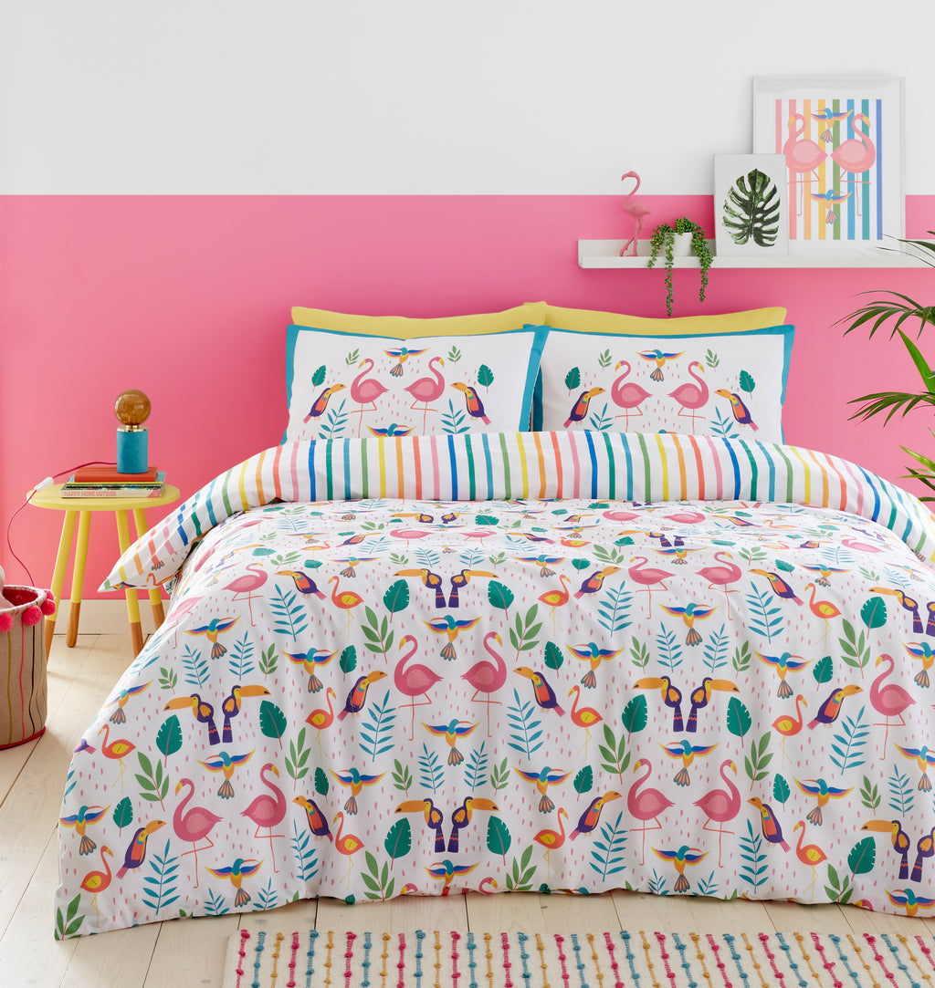 Fusion Bedding Tropical Flamingo Pink Duvet Set