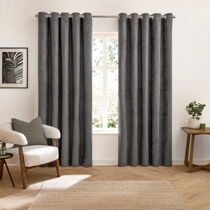 Furn Verso Reversible Suede-Look Blackout Lined Eyelet Curtains