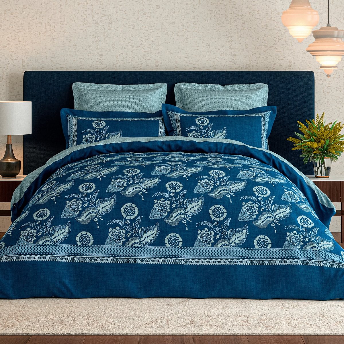V & A Eastern Bloom Indigo Duvet Set
